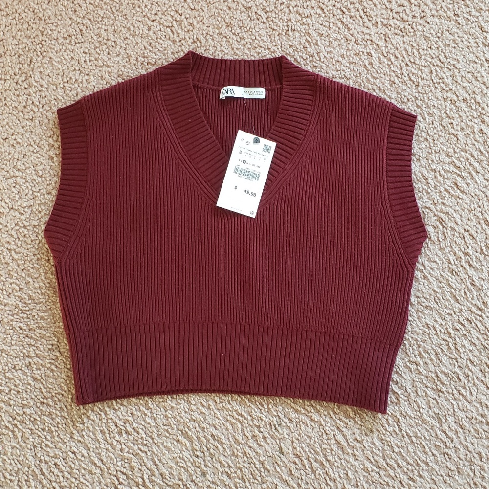 NWT Zara Beautiful Burgundy Wool Blend Vest - Picture 10 of 14